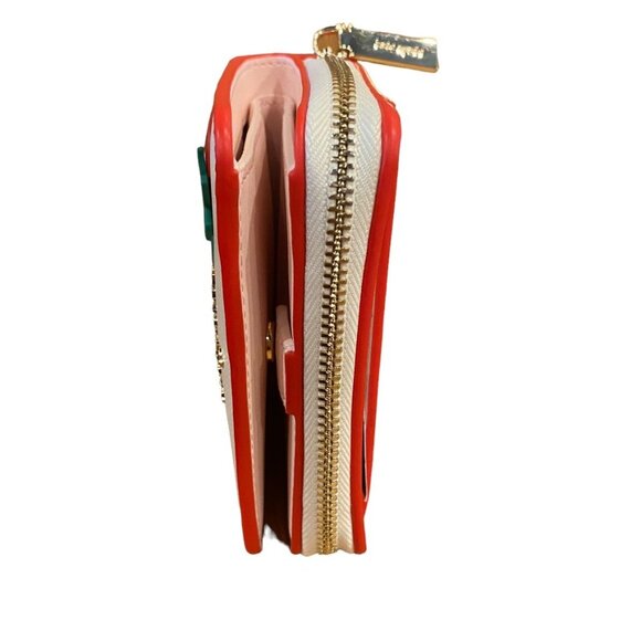 Kate Spade 3D Strawberry Dreams Small Zip Around Bifold Wallet Cream Multi - Picture 3 of 6